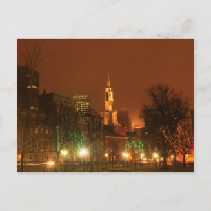 Cartão Postal Igreja Park Street Boston Common Noite de Feriado