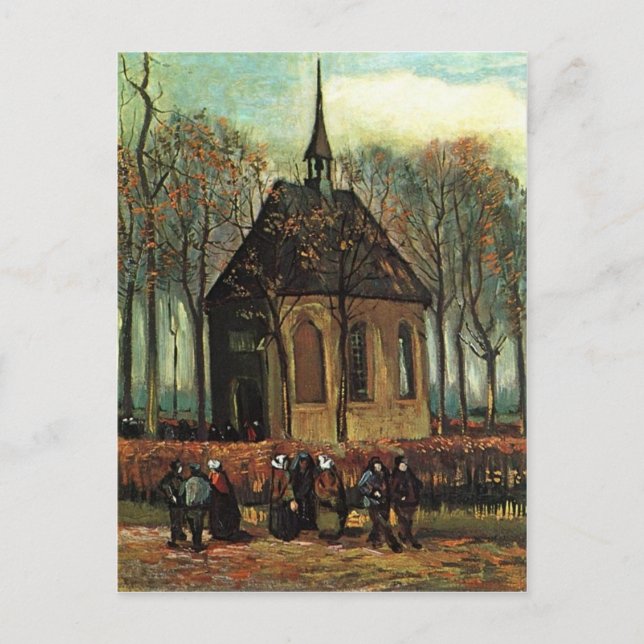 Cartão Postal Igreja Reformada em Nuenen, Van Gogh Belas Artes (Frente)