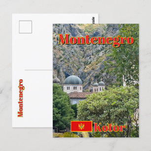 Cartão Postal igrejas ortodoxas em Kotor, Montenegro viagem