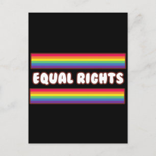 Cartão Postal Iguais direitos. Orgulho LGBT+. Bandeira arco-íris