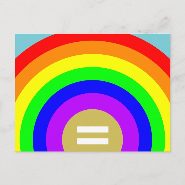 Cartão Postal Igualdade é o Dourado sob o arco-íris da diversida (Frente)