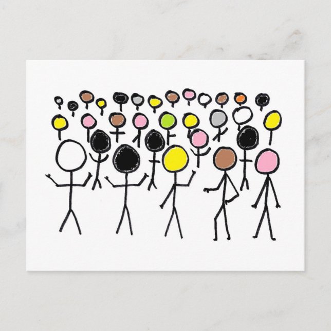 Cartão Postal Igualdade Stickmen (Frente)