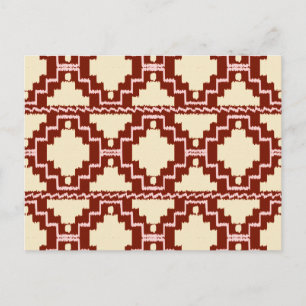 Cartão Postal Ikat Aztec Pattern - Beige, Borgonha e Rosa