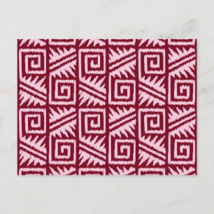 Cartão Postal Ikat Aztec Pattern - Borgonha e Rosa