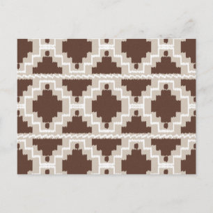 Cartão Postal Ikat Aztec Pattern - Chocolate Brown e Taupe