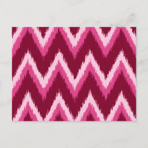 Cartão Postal Ikat Chevron Stripes - Burqundy, Rosa e Rosa