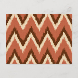 Cartão Postal Ikat Chevron Stripes - Ferrugem, castanha e bege