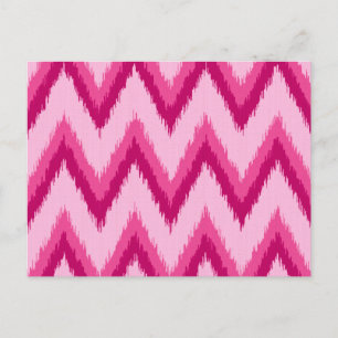 Cartão Postal Ikat Chevron Stripes - Fuchsia e rosa pálido
