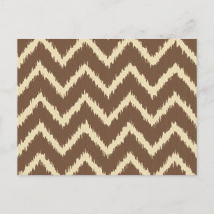Cartão Postal Ikat Chevrons - Castanho-chocolate e bronzeado