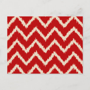 Cartão Postal Ikat Chevrons - Chinês vermelho e bronzeado