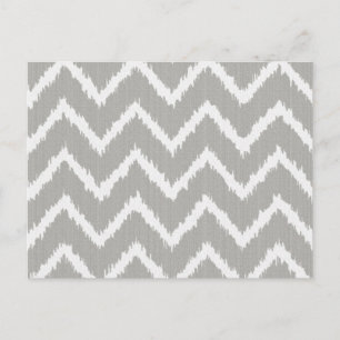 Cartão Postal Ikat Chevrons - Cinza prateado e branco