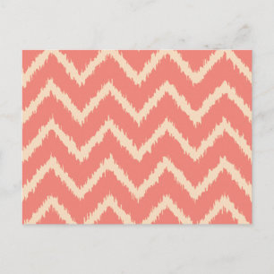 Cartão Postal Ikat Chevrons - Cor de laranja e pêssego