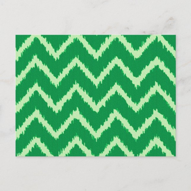 Cartão Postal Ikat Chevrons - Pinho e verde-claro (Frente)