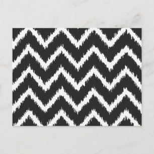 Cartão Postal Ikat Chevrons - Preto e branco