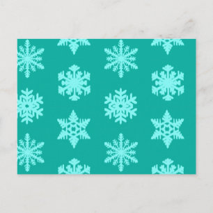 Cartão Postal Ikat Snowflakes - Turquesa e aqua