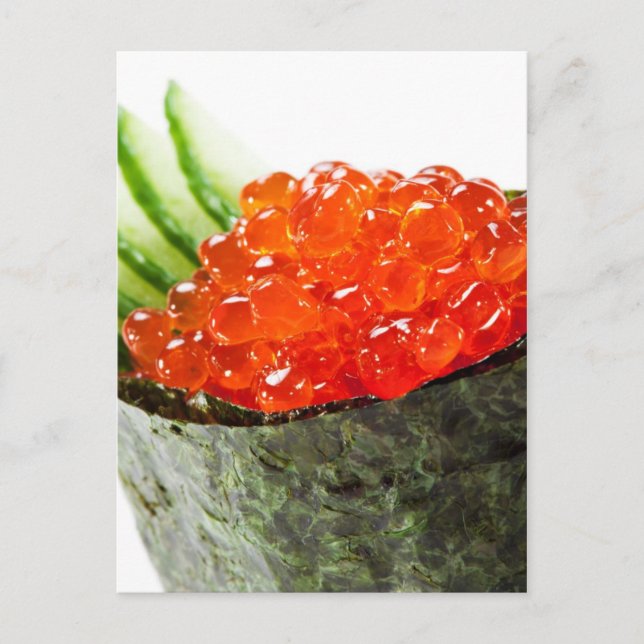 Cartão Postal Ikura (Salmon Roe) Gunkan Maki Sushi (Frente)
