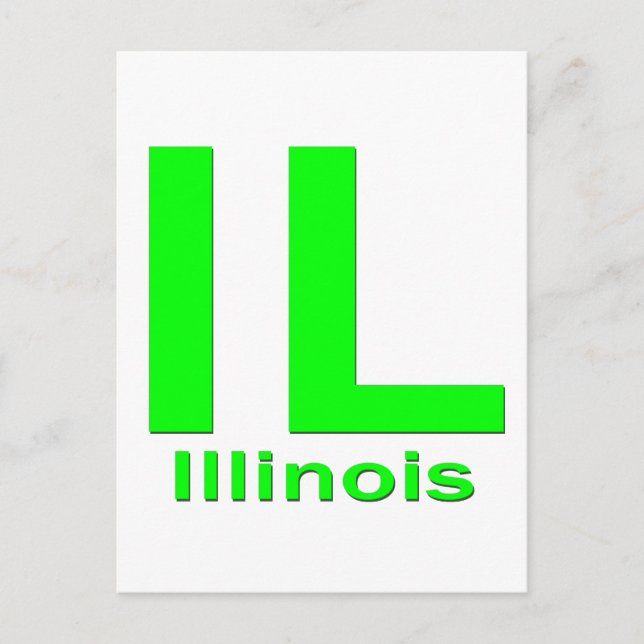 Cartão Postal IL Illinois verde (Frente)