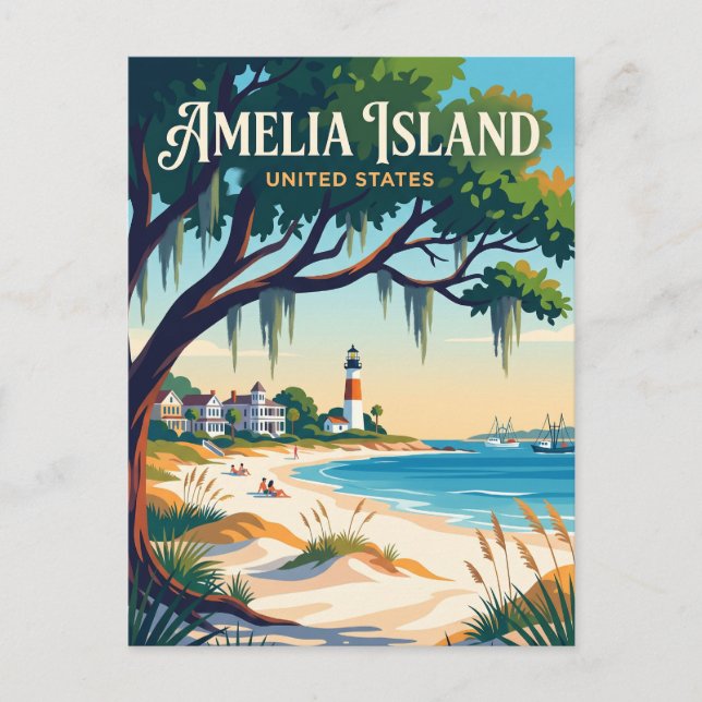 Cartão Postal Ilha Amelia Flórida (Frente)