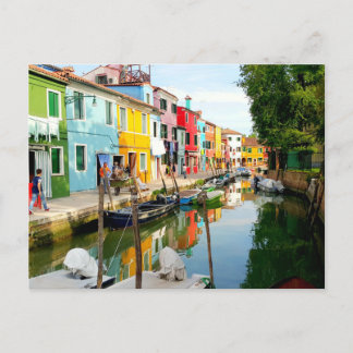 Cartão Postal Ilha Burano perto de Veneza, Casas Arco-Íris na It
