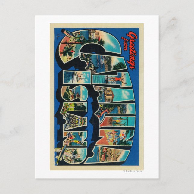 Cartão Postal Ilha Catalina, Califórnia - Letra Grande (Frente)