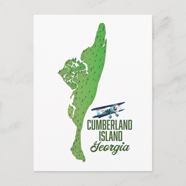 Cartão Postal ilha Cumberland Geórgia Mapa (Frente)