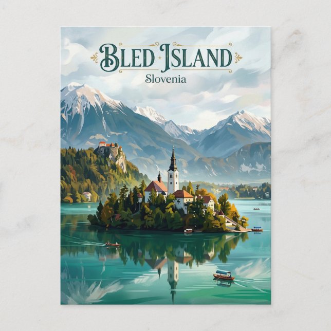 Cartão Postal Ilha de Bled Eslovênia (Frente)