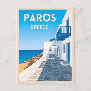 Cartão Postal Ilha de Grécia de Paros da Viagens vintage Retro