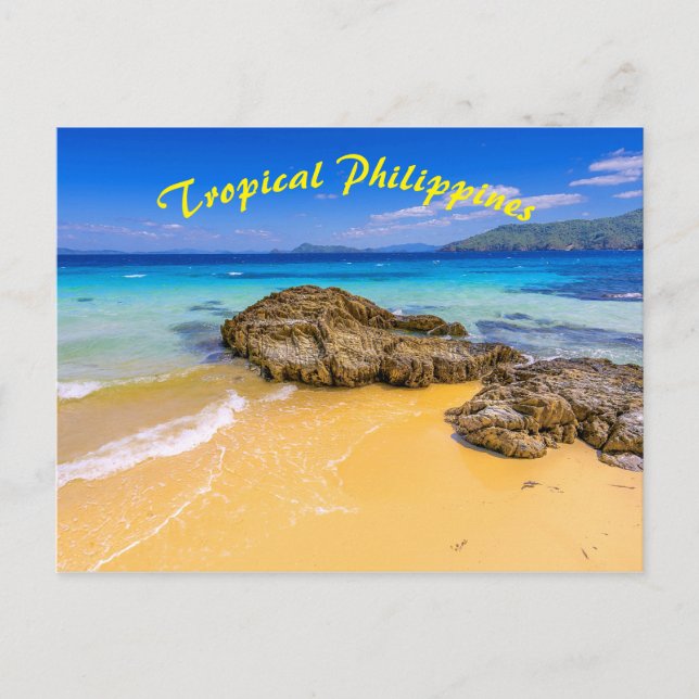 Cartão Postal Ilha de Praia Arenosa Tropical Filipina (Frente)