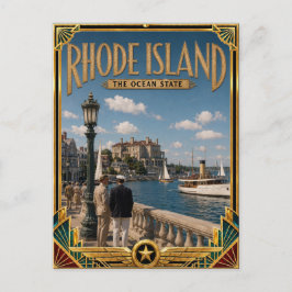 Cartão Postal Ilha de Rhode Vintage Art Deco Idade Dourada