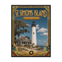 Ilha de St. Simons Geórgia Arte Deco Dourada Vinta