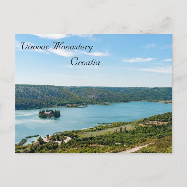 Cartão Postal Ilha do mosteiro de Visovac em Krka NP - Croácia (Frente)