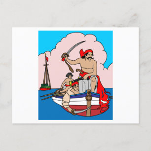 Cartão Postal Ilha do Tesouro do Navio Pirata