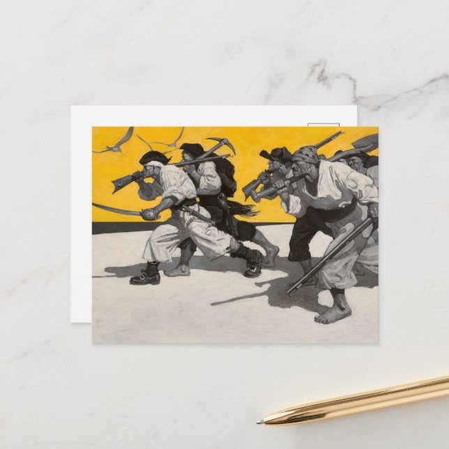 Cartão Postal Ilha do Tesouro por Newell Convers Wyeth (Frente/Verso In Situ)