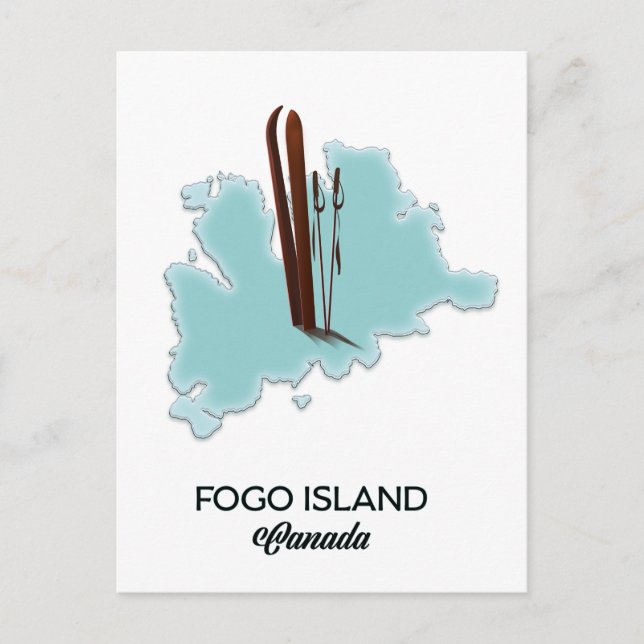 Cartão Postal Ilha Fogo Canadá mapa poster (Frente)
