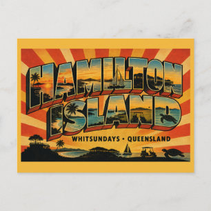 Cartão Postal Ilha Hamilton Queensland Resort Ilha Vintage