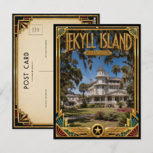 Cartão Postal Ilha Jekyll Geórgia Arte Deco Vintage Idade Dourad