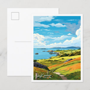 Cartão Postal Ilha Kerrera Escócia Viagem Ilustração vintage