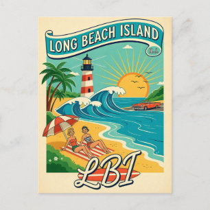 Cartão Postal Ilha Long Beach NJ Jersey Shore Viagem Retro