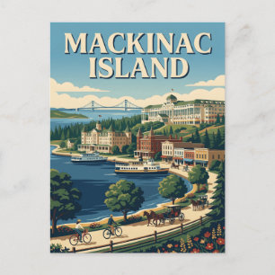 Cartão Postal Ilha Mackinac Michigan Grandes Lagos Cartaz de Via