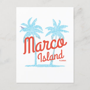 Cartão Postal Ilha Marco Flórida Férias Vintage EUA