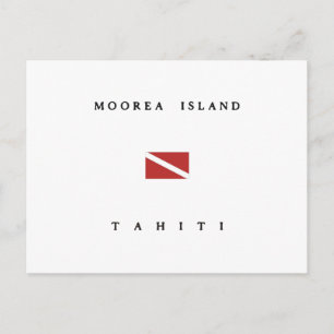 Cartão Postal Ilha Moorea Tahiti Scuba Dive Flag