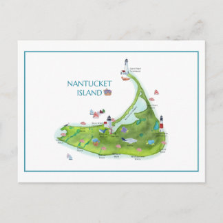 Cartão Postal Ilha Nantucket Pintada à Mão