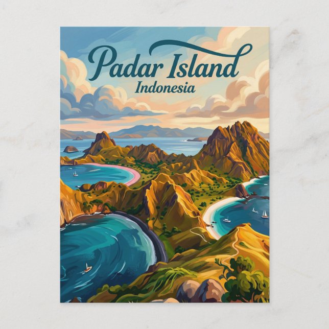 Cartão Postal Ilha Padar Indonésia (Frente)