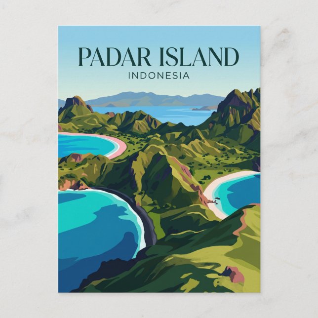 Cartão Postal Ilha Padar Indonésia (Frente)