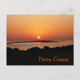 Cartão Postal Ilha Paros, Grécia cartão-postal de pôr do sol tra