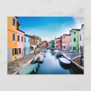 Cartão Postal Ilha pitoresca de Burano Veneza Itália Cartão-post