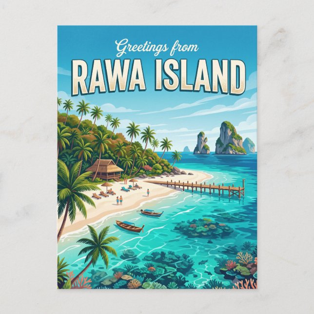 Cartão Postal Ilha Rawa Malásia (Frente)
