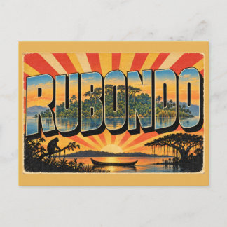 Cartão Postal Ilha Rubondo Floresta Lago Papiro Viagem Vintage