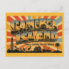Cartão Postal Ilha Sanibel Flórida Capital de Conchas Arte Vinta