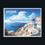 Cartão Postal Ilha Santorini na Grécia<br><div class="desc">Fugir para a beleza encantadora da ilha Santorini. Mergulhe nas cores vibrantes e paisagens pitorescas ilustrativas da ilha Santorini. Este é mais um Design de 100% de Hamster.</div>